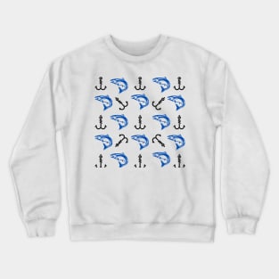 Fish and hook pattern Crewneck Sweatshirt